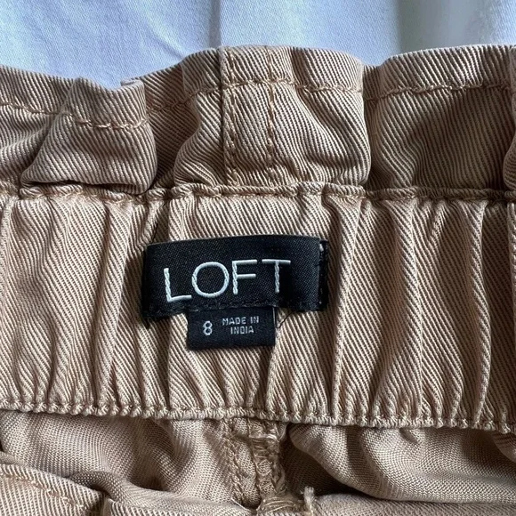🤩 LOFT Emory Paperbag Pocket Mini Skirt Khaki Size 8 - Picture 2 of 5